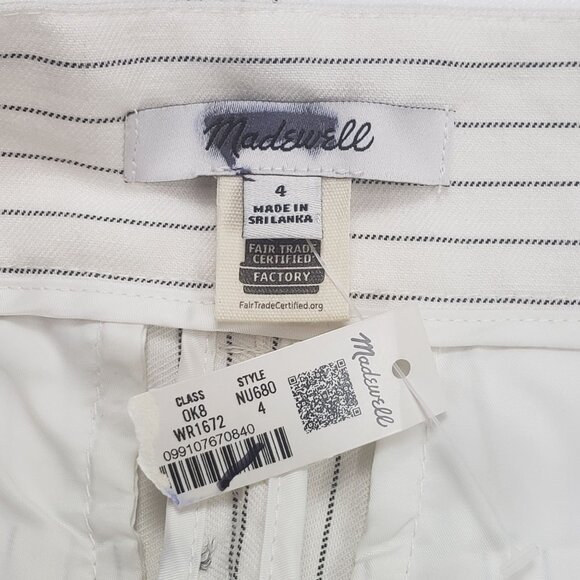 Madewell Superwide-Leg Trouser in Pinstripe Linen Blend Womens 4 Ivory Black - Picture 2 of 16